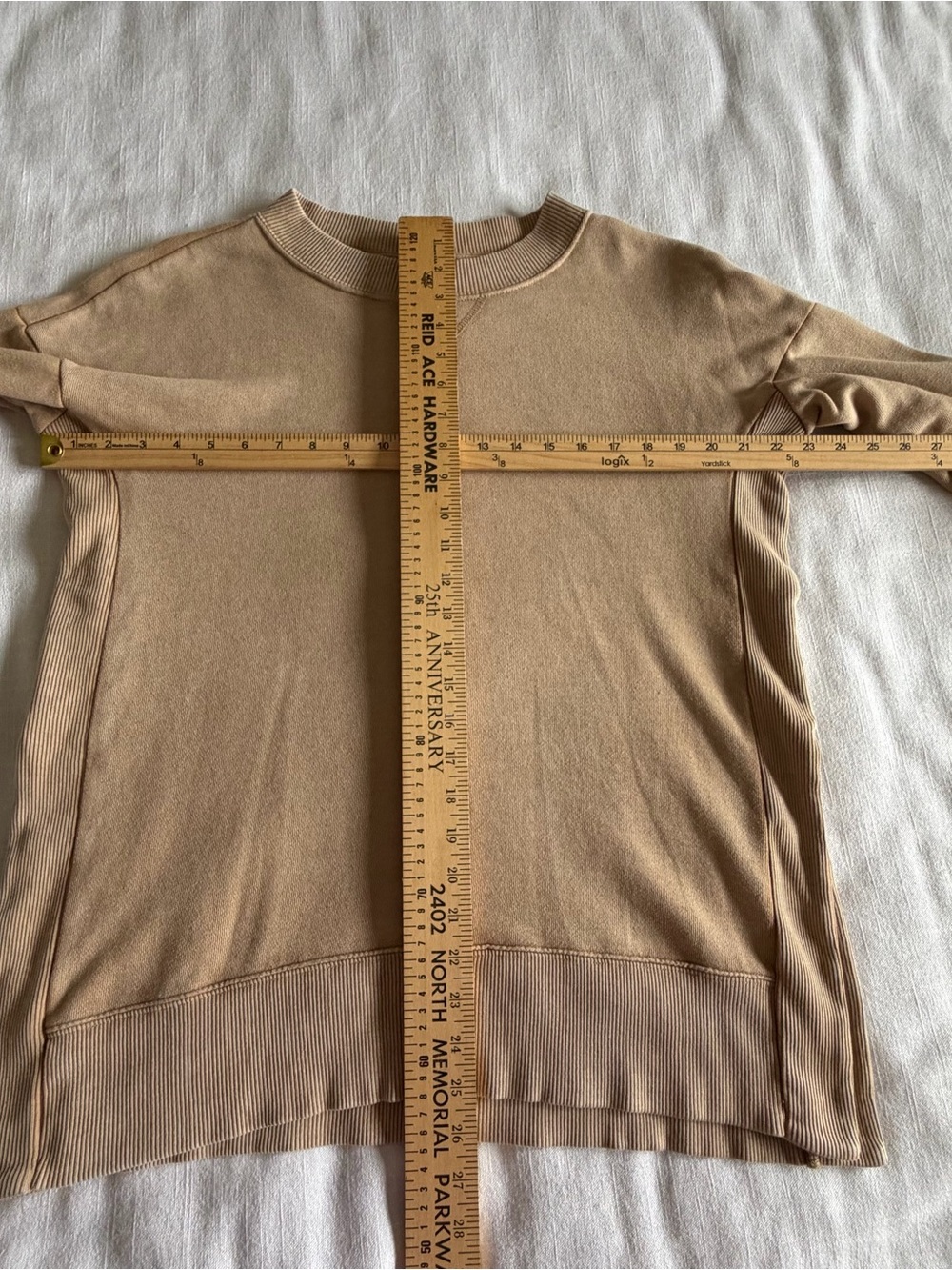 Aerie Sweatshirt Womens S Beige Terry Crew Neck Pullover Longline Casual Lounge - Picture 4 of 11